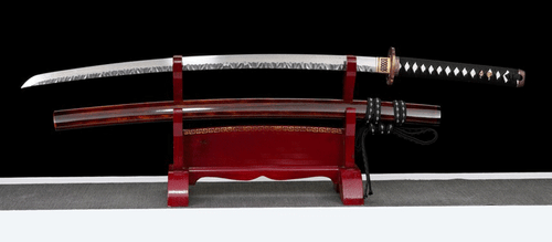 Espada Samurai Japonesa Hecha a Mano Katana Damasco Acero Rojo Oscuro Saya Latón Fittin - Imagen 9 de 16