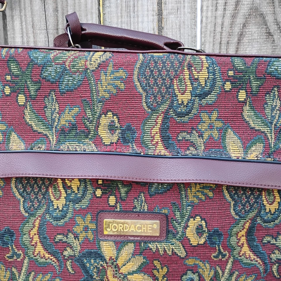 Tapeçaria floral vintage Jordache pendurada vestido bolsa de viagem bagagem de transporte - Imagem 4 de 4
