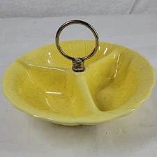 VTG California Pottery 3-Compartment Nut Candy Dish w/ Handle Lane & Co Van Nuys