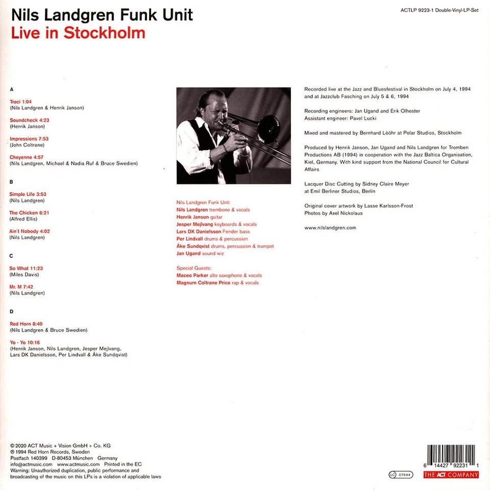 Nils Landgren Funk Unit - Live In Stockholm Record S (Vinyl 2LP - EU - Original) - Bild 2 von 2