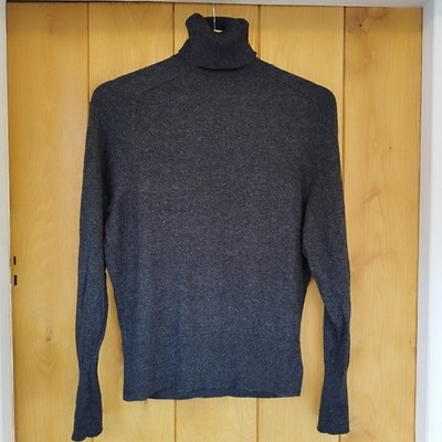 Coach Rollkragenpullover Rollkragen schwarz grau leicht langarm Merino Alpaka S
