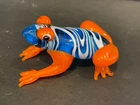 3.5" L x 2" W - Murano Glass Frog Figurine - Orange Blue & White