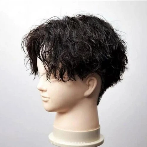Full Lace Human Hair Wig Brazilian Remy Pixie Cut Men Wigs Short Male Wig Wavy - 第 4 张/共 12 张