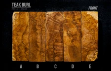 Figured Teak Burl Wood - Turning/Knife Scale Blanks (2 × 6 × 1)