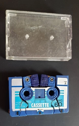 Vintage 1983 Blue Transformers G1 Frenzy Mini Cassette Takara Case Decepticon