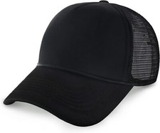 Classic Foam Trucker Hat Summer Mesh Rope Cap Solid Two Toned One Size, Black
