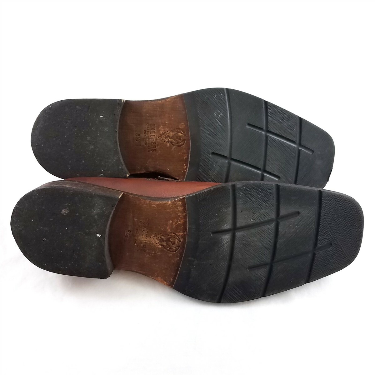 Skechers Collection Brown Leather Studded Loafers Slip On 