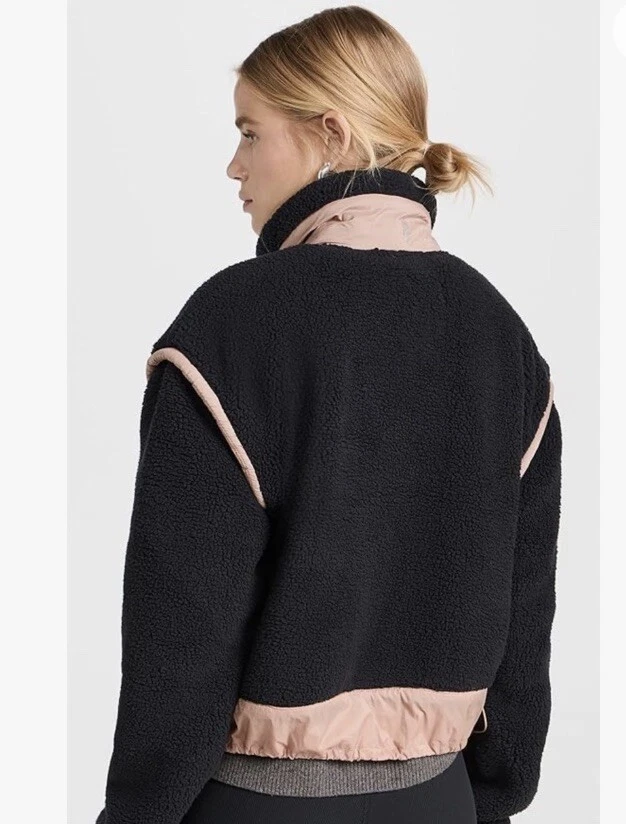 Chaqueta polar Free People Movement Courtside negra melocotón Sherpa XSmall nueva sin etiquetas Foto 2 de 4