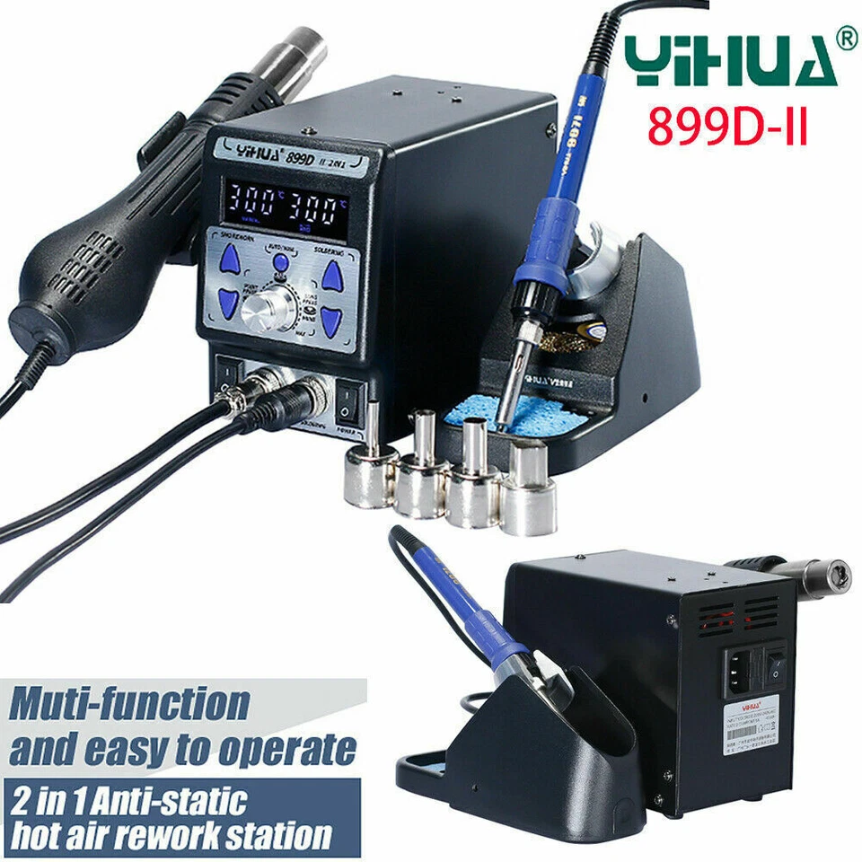 720W 899D II 2in1 BGA Rework Soldering Station SMD PCB Welder Iron Hot Air Gun - Image 2 of 4
