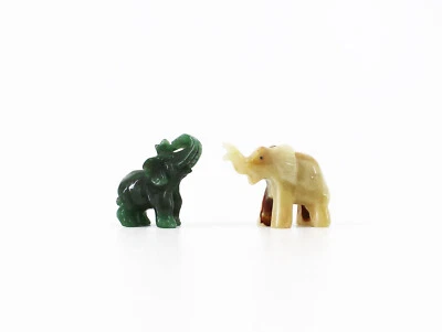 2 Elefanten Edelstein Jade Onyx marmor Glücksbringer - Bild 1 von 4