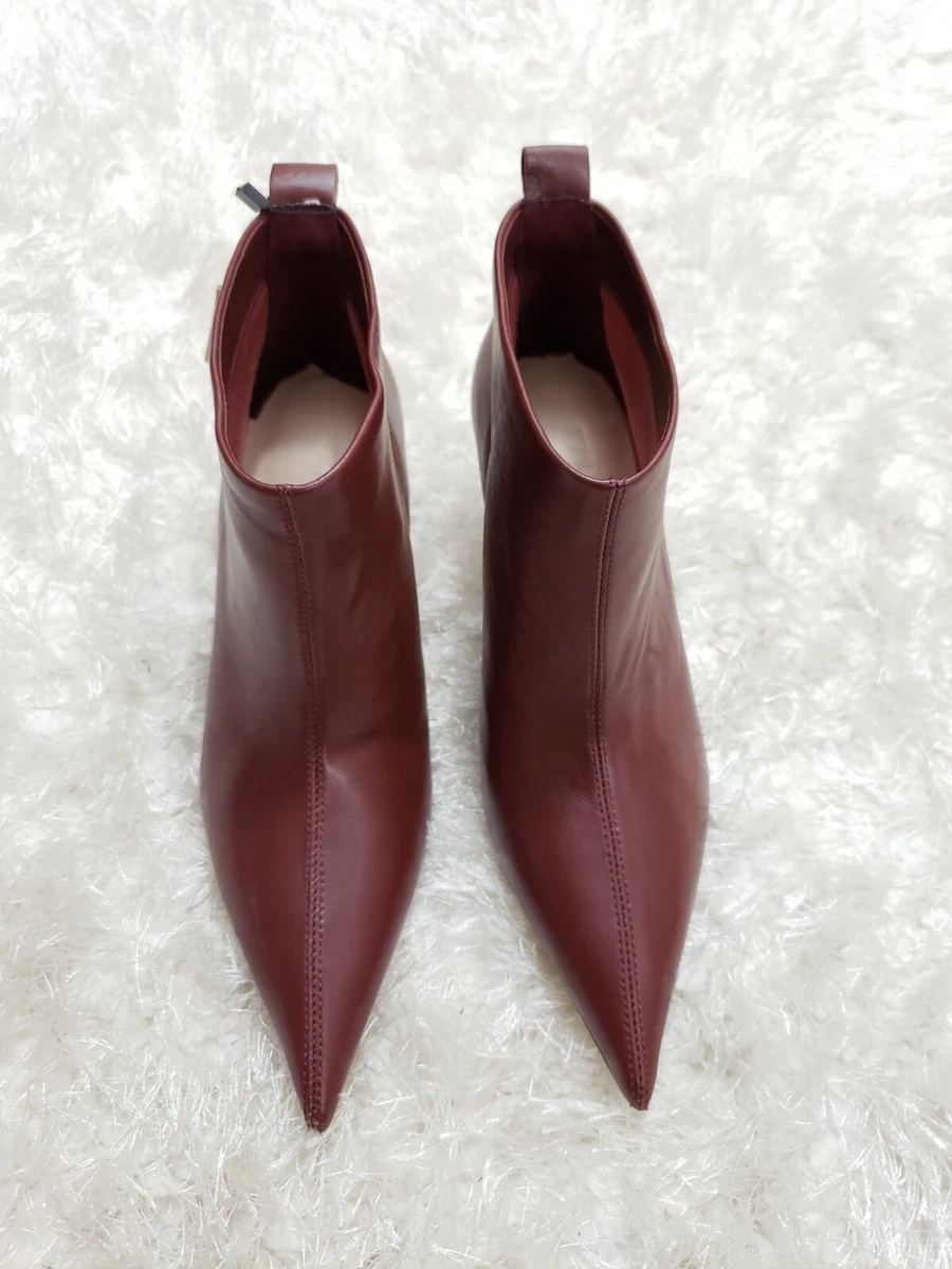 Zara burgundy 2025 ankle boots