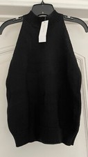 New with Tag - Ann Taylor - Cotton Mock Neck Sleeveless Sweater - Black - XSmall