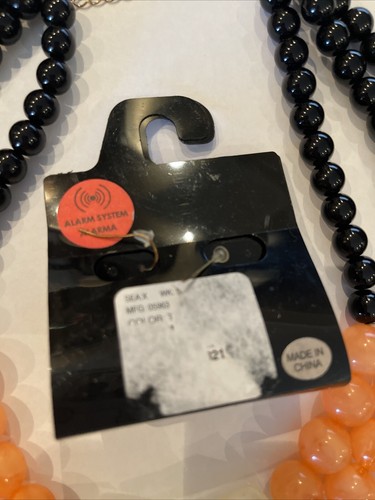 Rainbow Necklace Earring Set Jewelry black white and orange pearls NWT - Picture 3 of 4