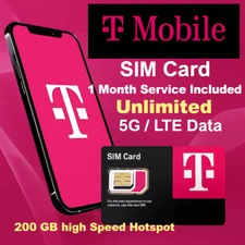 T-Mobile Unlimited premium data 5G/4G  Plan 200GB High speed hotspot - 30 Days
