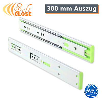 Schubladenschine 300 mm Teleskop-Schine Selbsteinzug Soft-Close Vollauszug
