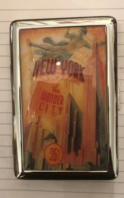 Retro New York the Wonder City 2-clip 100s Cigarette Case Business Card  Holder