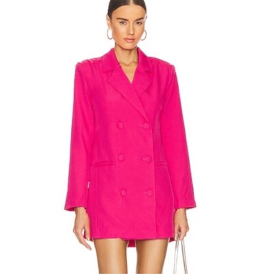 hot pink coat dress Steve Madden Reagan Dress Hot Pink Jacket Buttons XS NWOT $109
