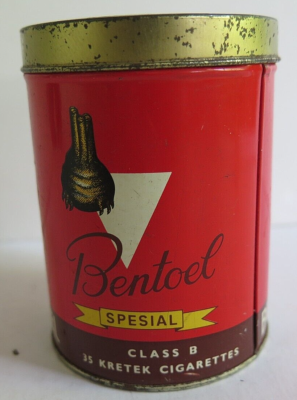 Vintage BENTOEL SPECIAL CLASS B 35 KRETEK CIGARETTES Round Tin