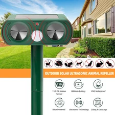 Solar Power Ultrasonic Animal Repeller Pest Repellent Cat Deer Raccoon Garden US