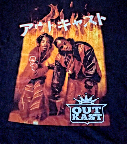 Mens XL Outkast Black Retro Cotton Shirt - Andre 3000 Big Boi Hip Hop - Foto 2 di 6