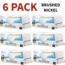 6 PACK Brushed Nickel LED EURI EIN-WL50BN-1020cec Wall Sconce w/ changeable bulb