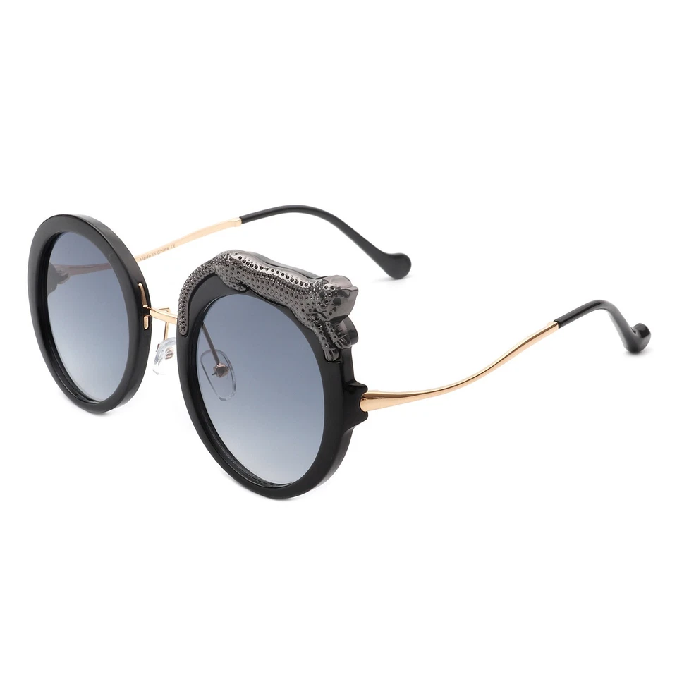 Gafas de sol redondas circulares de gran tamaño de moda para mujer con diseño de leopardo Foto 4 de 4