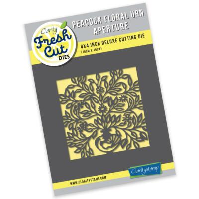 Claritystamp - Pfau Blumenurne Blende - 4'' x 4'' - Fresh Cut Stanzformen Set