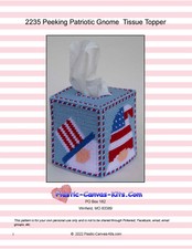 Peeking Patriotic Gnome Tissue Topper-Plastic Canvas Pattern or Kit