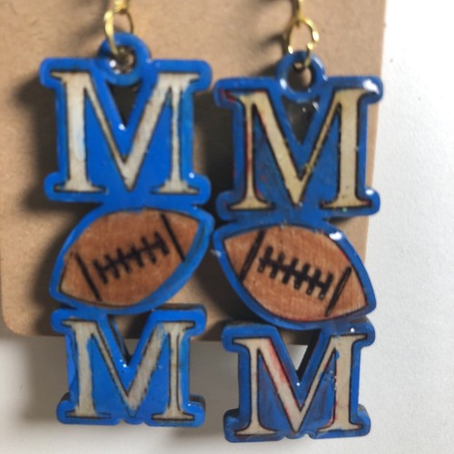 Football Mom, Earrings,Lightweight, By Gary Clark, Pick You’re Color - Picture 2 of 3