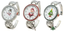 Blekon Collections Women's 36mm Christmas Themed Dial Cuff Bangle Watch