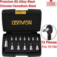 13-Piece Torx Bit Socket Set Solid & Tamper Proof T8-T60 Premium S2 Alloy Steel