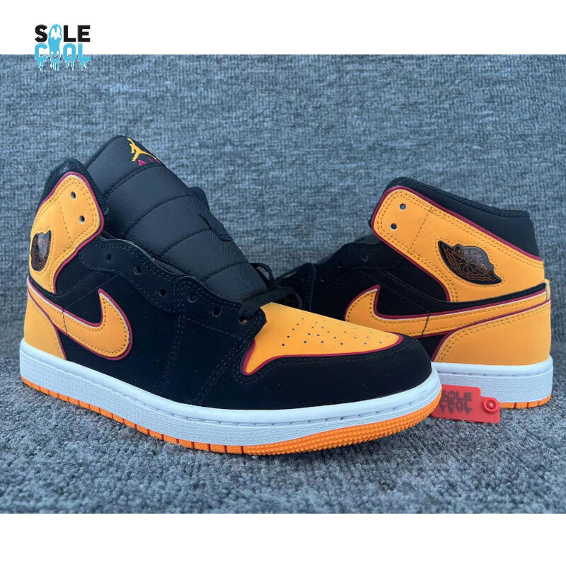 シューズ(男性用) Air Jordan 1 Mid Black Orange Air Jordan 1 AJ1 Mid Shattered Backboard Orange Men's Shoes