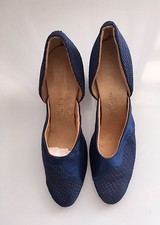 Vintage 30's The Highee Co. Cleveland satin blue shoes NEW