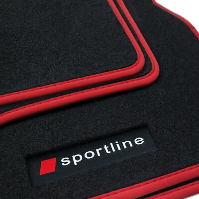 Jeux 4 Tapis de Sol Sportline Noir Audi A1 8X 2010-2018 Velours Premium - Photo 1/4