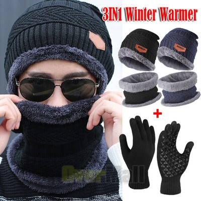 Aneco Winter Knit Scarf, Beanie & Gloves Set - Touchscreen Gloves, Unisex Warm Accessories, Black & White - View #7
