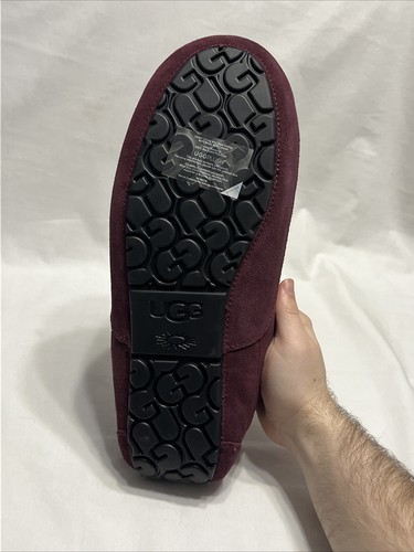 UGG Ascot Ciabatte Uomo in Pelliccia Scamosciata Rosso Marrone Taglia 15 Nuove senza etichette - Foto 9 di 10