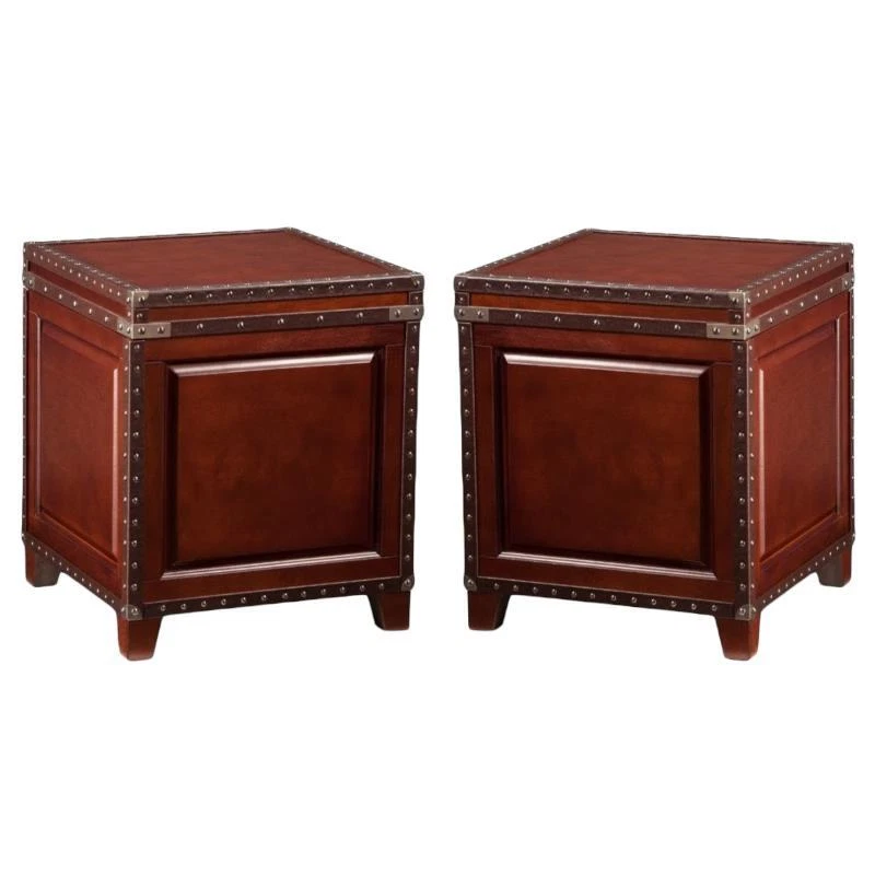 Home Square Storage Trunk End Table in Dark Cherry Set of 2 eBay