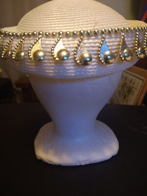 Womens Fancy Church Derby Wedding Hat White With Hanging  display picture 1