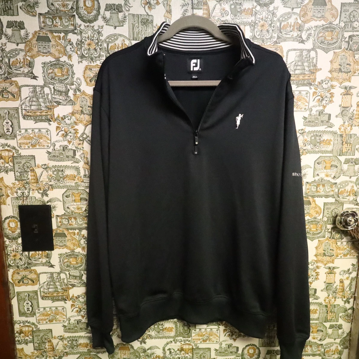 Veste Footjoy Dryjoys Homme 2XL Noir – 1/4 Zip Softshell Coupe-vent – Manches Courtes