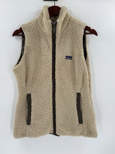 Patagonia Vest Women's MEDIUM Beige Deep Pile Sherpa Reversible Outdoor - Picture 2 of 10