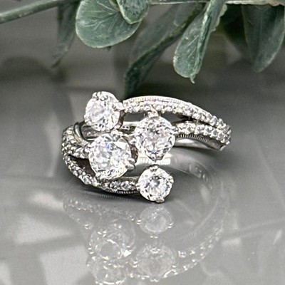 Tacori Sterling Silver CZ Engagement or Cocktail Cluster Design