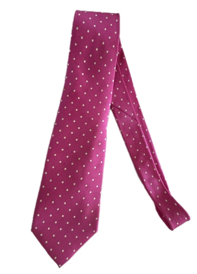 Corbata de lujo rosa punteada Ralph Lauren etiqueta púrpura para hombre TODA SEDA Foto 2 de 4
