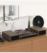 Retro audio -vinyl Record Player with Dual Stereo Bookshelf Speakers