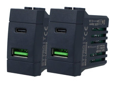 2 Pezzi Presa USB C + USB A, Compatibile Con Bticino Living Light (Nero)