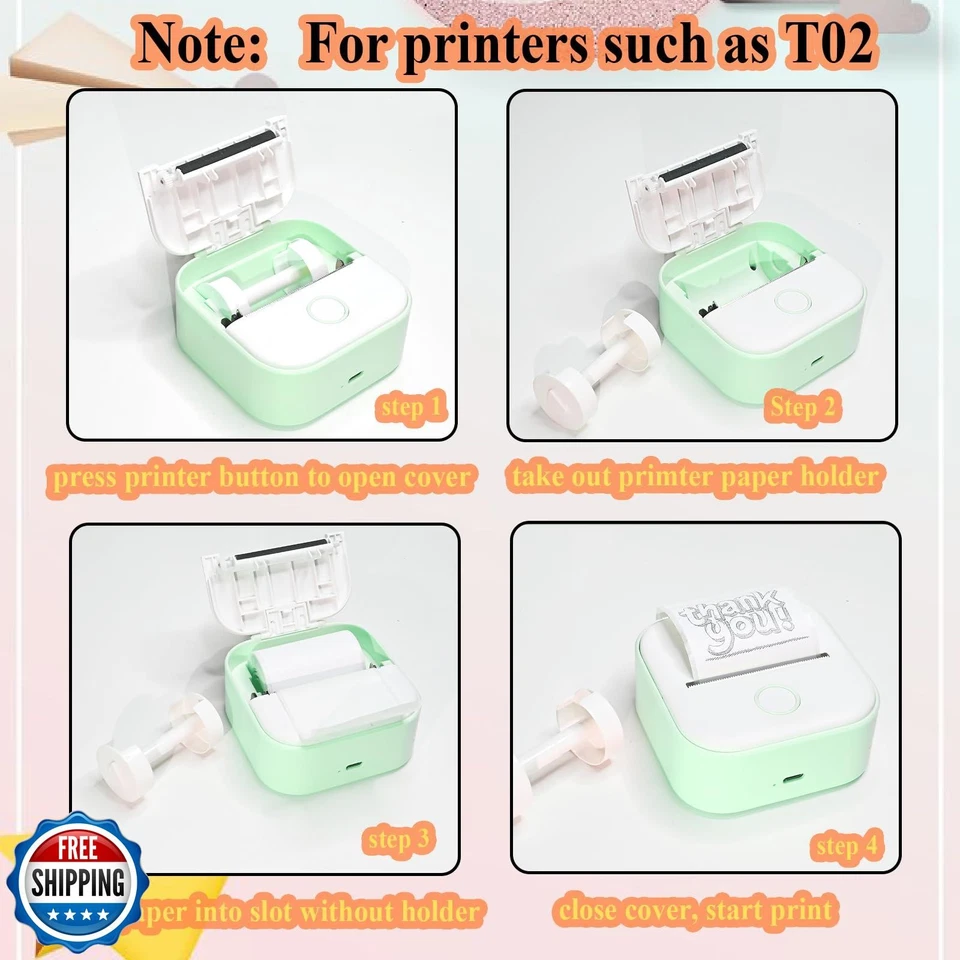 9 Rolls Self-Adhesive Mini Printer Paper - 6 Vibrant Colors and 3 White Compa - Image 3 of 4