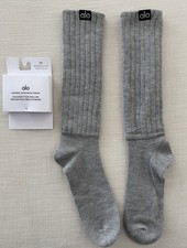 NWT Alo Yoga Unisex Scrunch Sock Heather Grey Sz M Medium W 8.5-11.5 - M 6.5-10