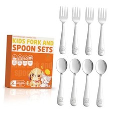 8-Piece Toddler Utensils Set, Food Grade Stainless Steel Kids Silverware Set