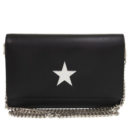 GIVENCHY Star Animation Chain Wallet Leather Black Shoulder Bag Womens