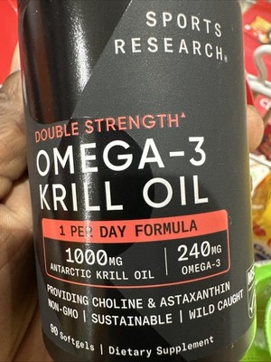 Omega-3 Fish Oil Softgels 1000mg Krill Oil Supports Heart Health 90 Count