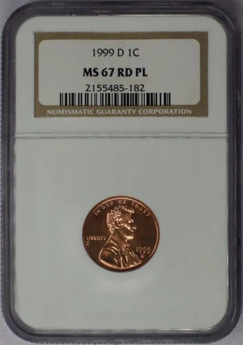 1999-D 1c Lincoln Memorial Cent - NGC MS 67 RD PL